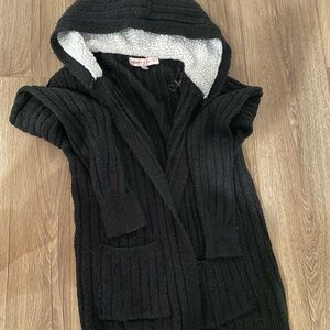 Cozy Black Hooded Cardigan